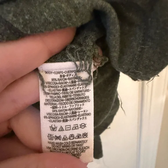 We The Free Olive Green Frayed V-Neck Tunic Top - Picture 4 of 7